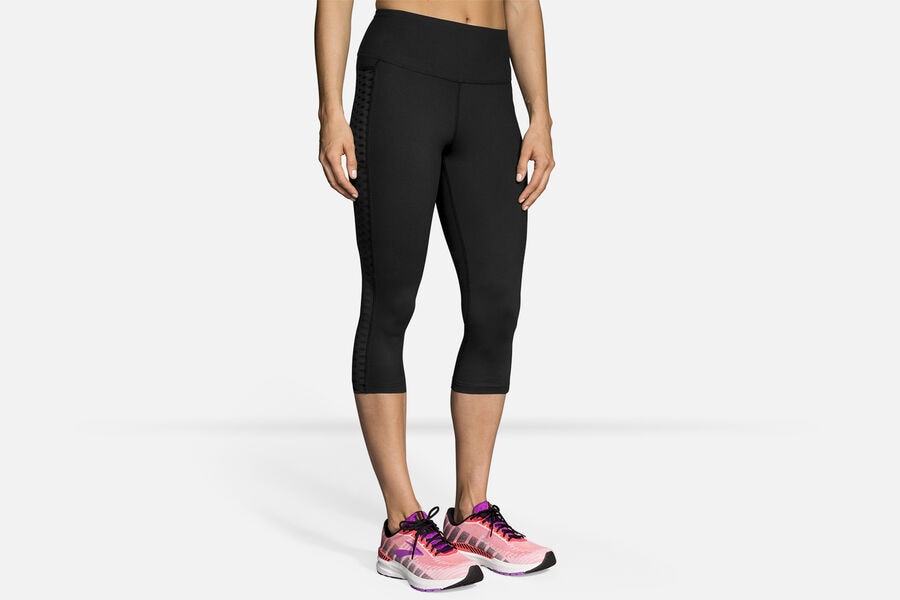 Womens Brooks Greenlight Capri Bottoms Black | 260731-NJP